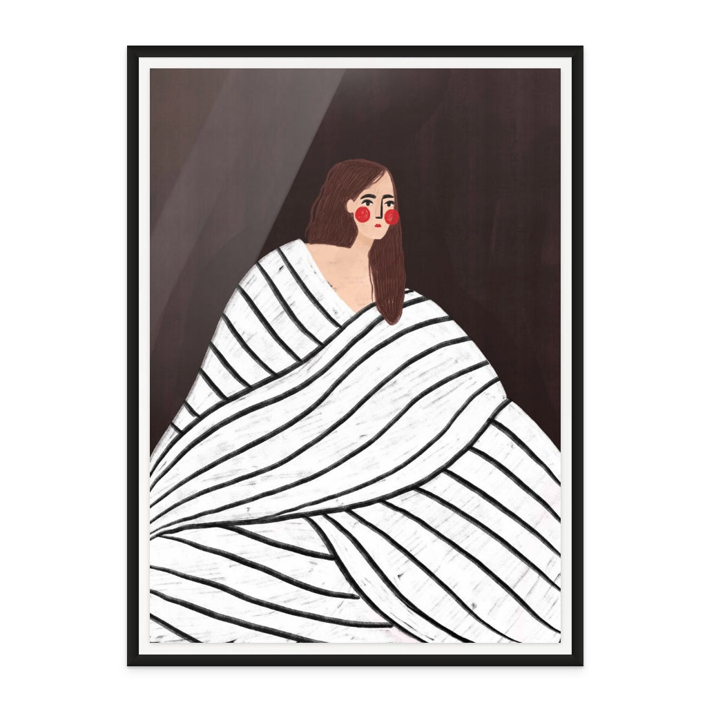 The Woman With Black and White Stripes Art Print