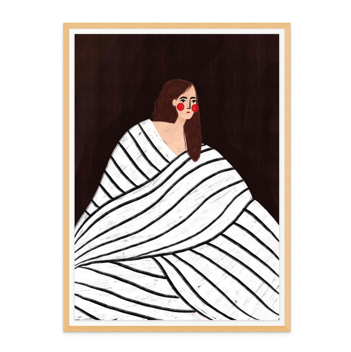 The Woman With Black and White Stripes Art Print