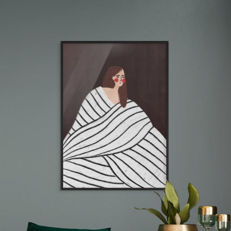 The Woman With Black and White Stripes Art Print