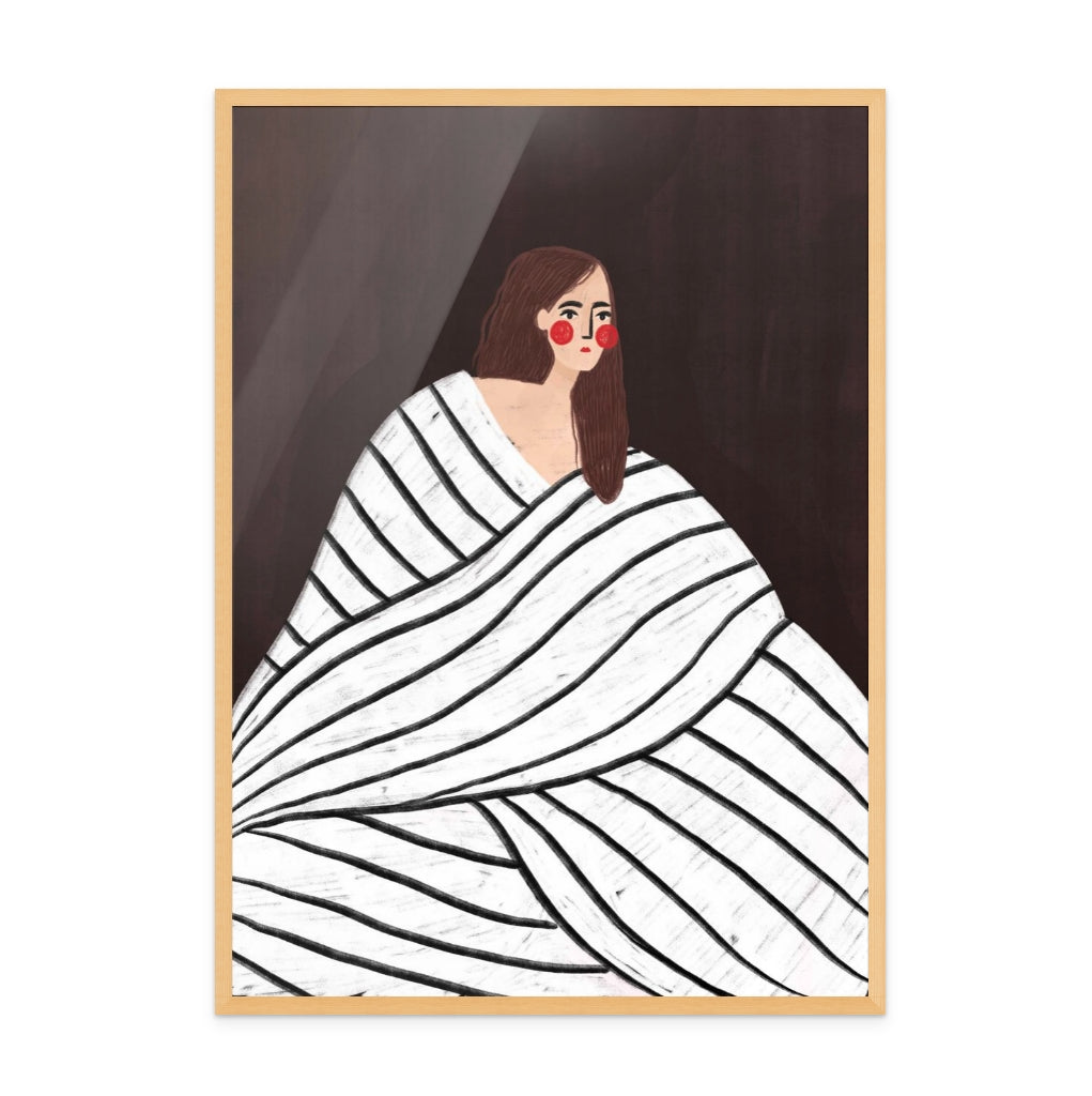 The Woman With Black and White Stripes Art Print