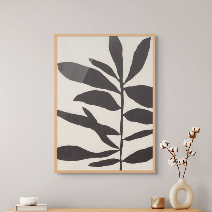 Linocut Branch #3 : Black a White Art Print