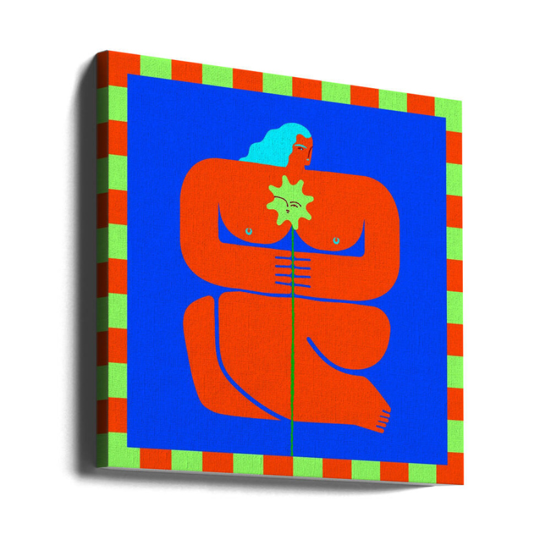 Cuadro "Stylized Human Form with Vibrant Orange and Blue Hues"