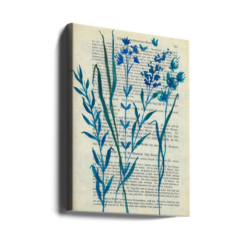 Cuadro "Denim blue sketch with wild grasses"