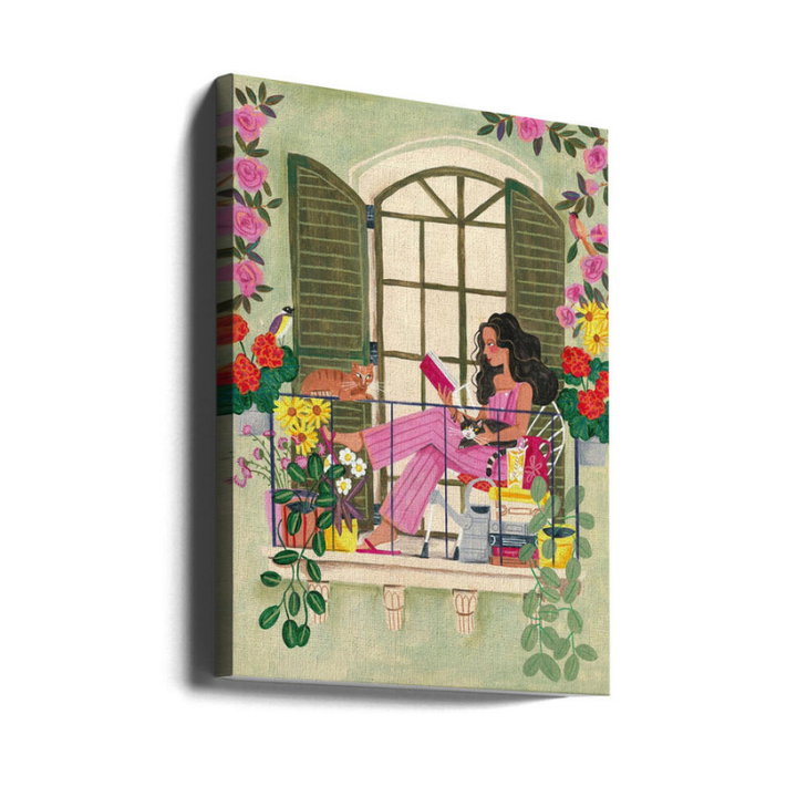 Cuadro "Woman reads on balcony"