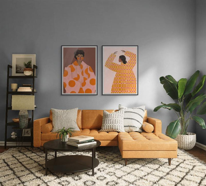 Woman With Orange Dots Art Print