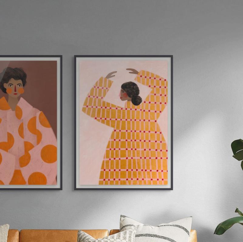 The Woman With the Checked Art Print