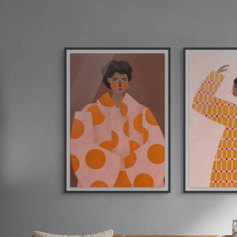 Woman With Orange Dots Art Print