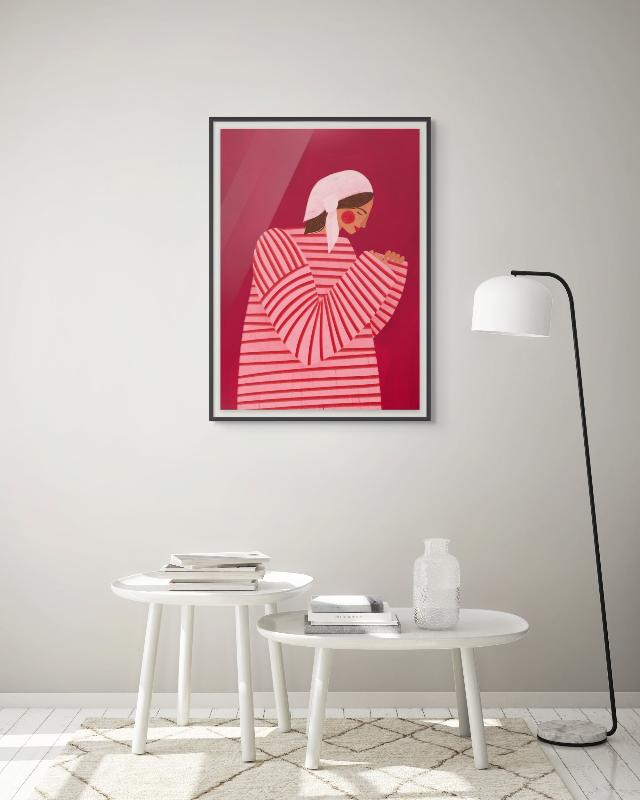 The Woman With the Red Stripes II Art Print