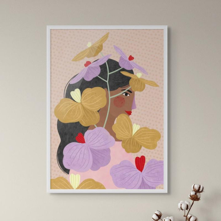 Hidden Behind Purple Flowers Art Print