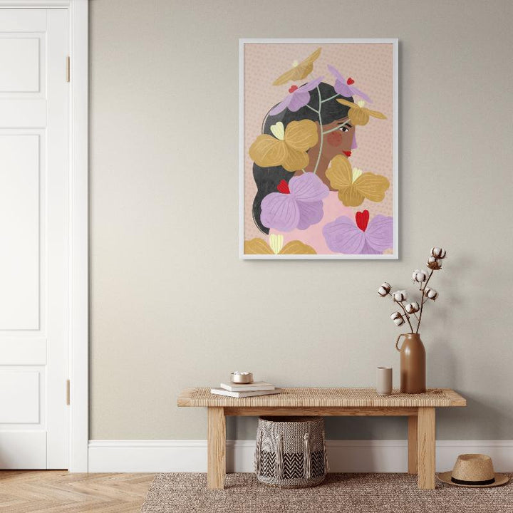 Hidden Behind Purple Flowers Art Print