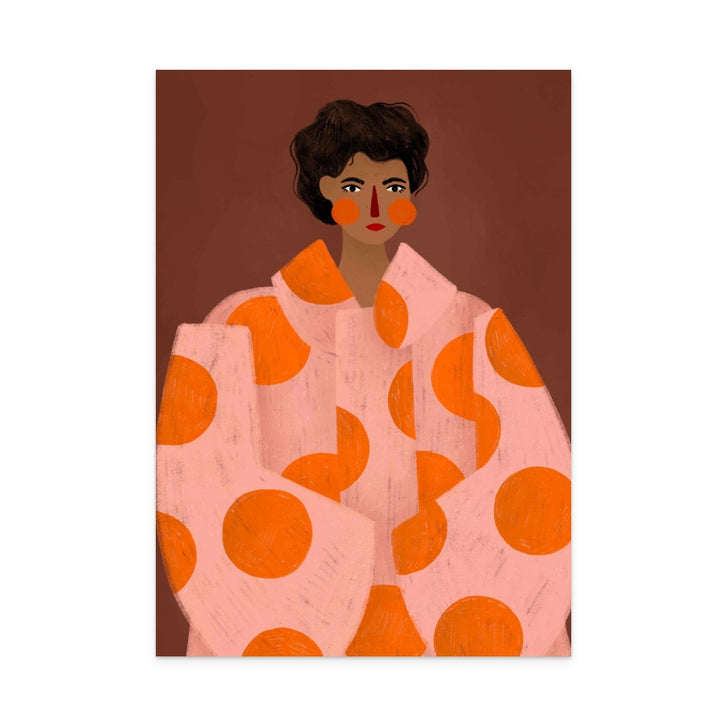 Woman With Orange Dots Art Print