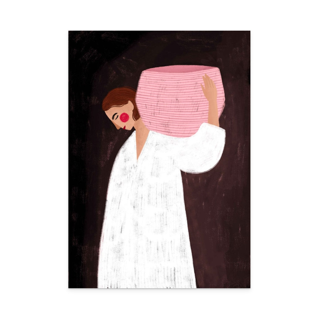 The Woman with the Pink Basket Art Print