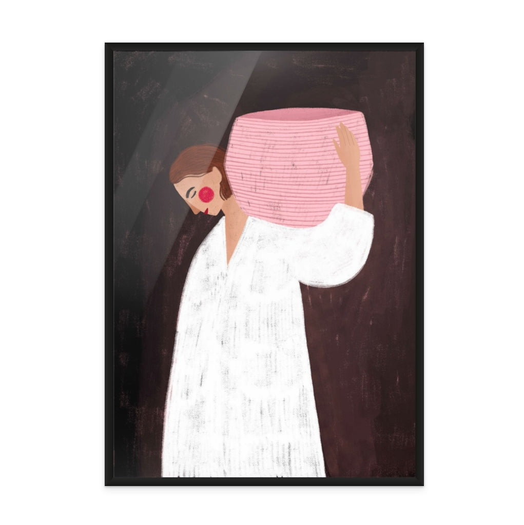 The Woman with the Pink Basket Art Print