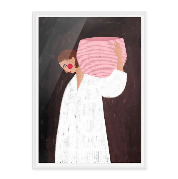 The Woman with the Pink Basket Art Print