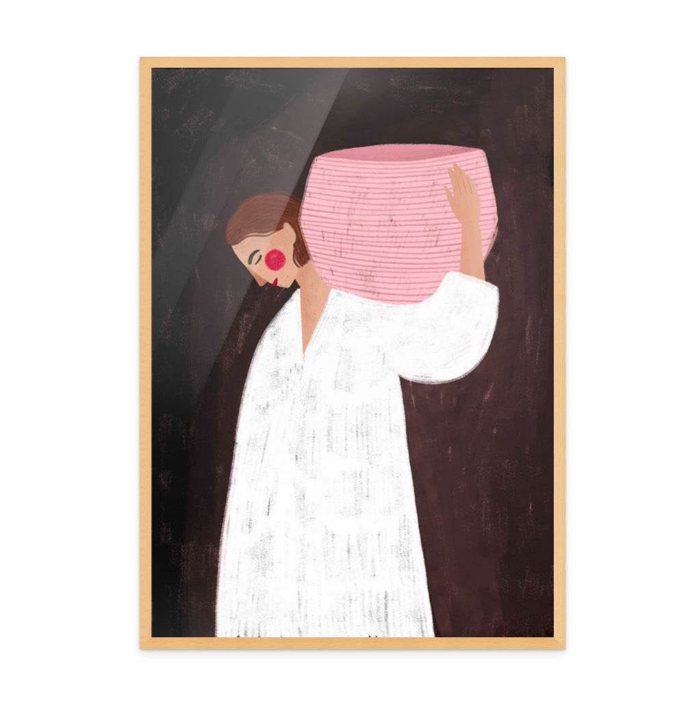 The Woman with the Pink Basket Art Print