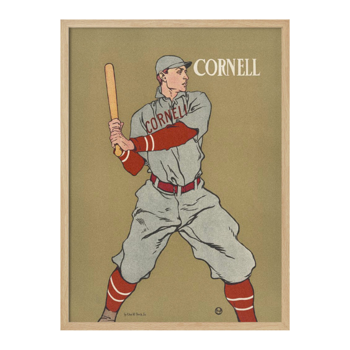 Vintage Drawing of a Baseball Player Holding a Bat Art Print