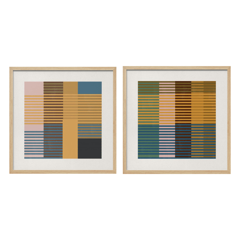 Set de cuadros "Striped Color Blocks"