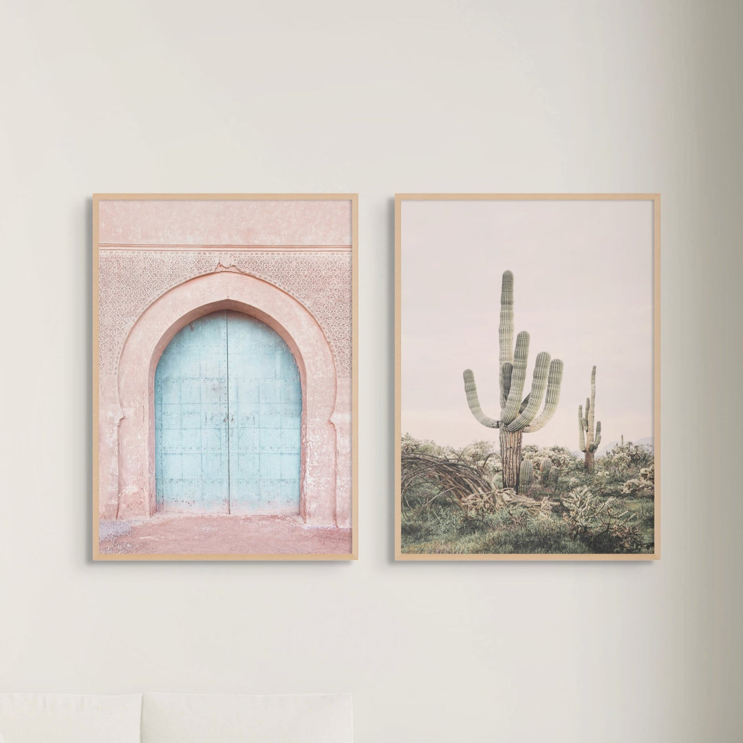 Set "Turquoise Door" + "Pink Saguaro" Art Prints