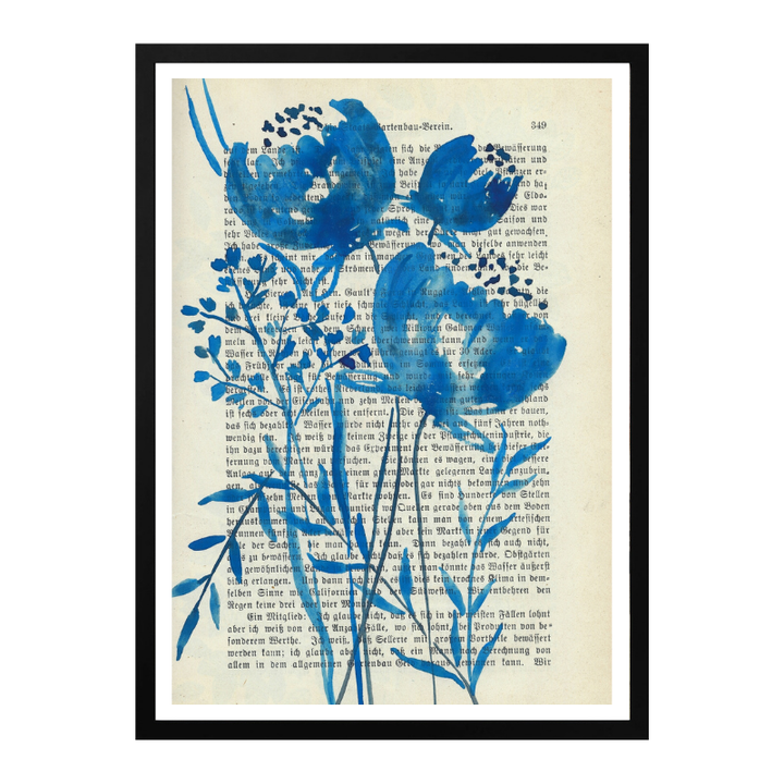 Cuadro "Denim blue sketch with wild meadow flowers"