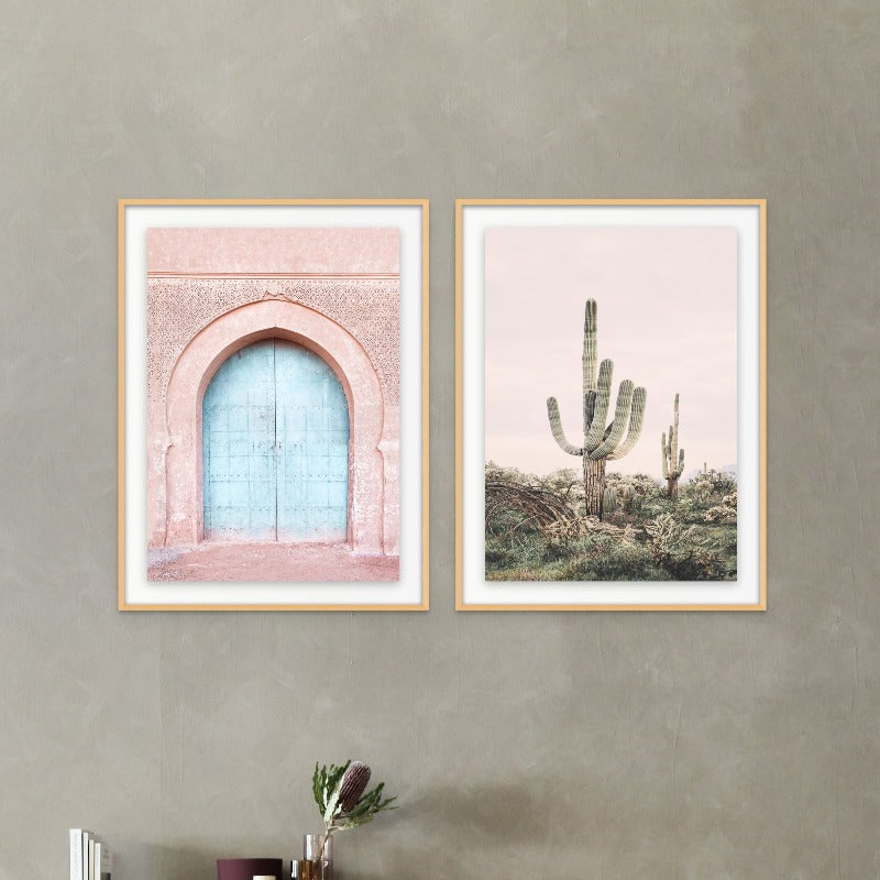 Set "Turquoise Door" + "Pink Saguaro" Art Prints