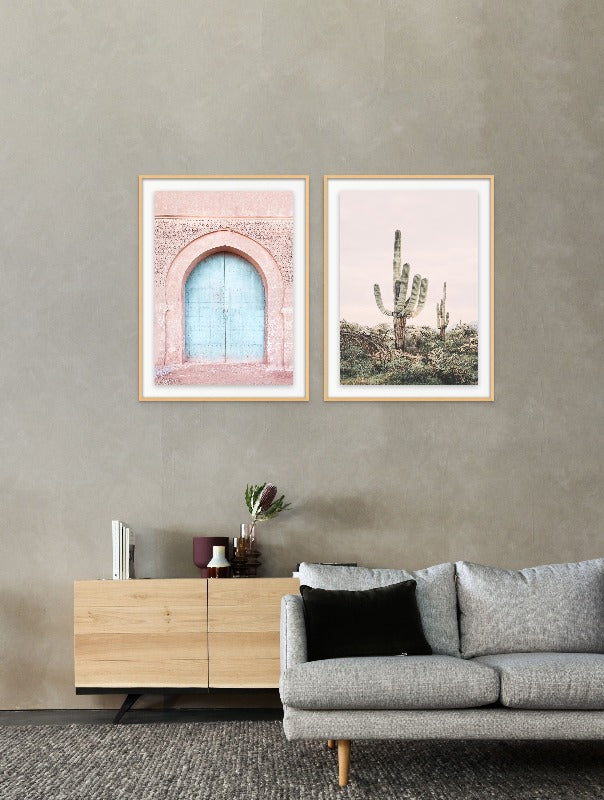 Set "Turquoise Door" + "Pink Saguaro" Art Prints