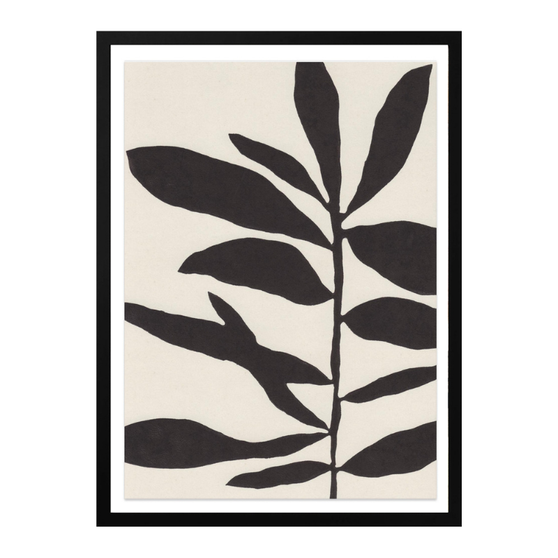 Linocut Branch #3 : Black a White Art Print