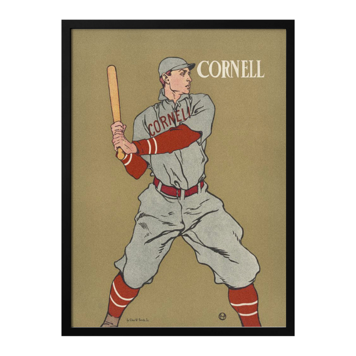 Vintage Drawing of a Baseball Player Holding a Bat Art Print