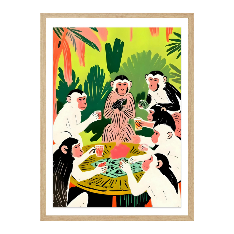 Monkey Poker a Royal Flush Art Print