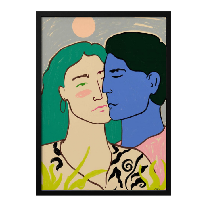 Lovers Under the Moon Art Print