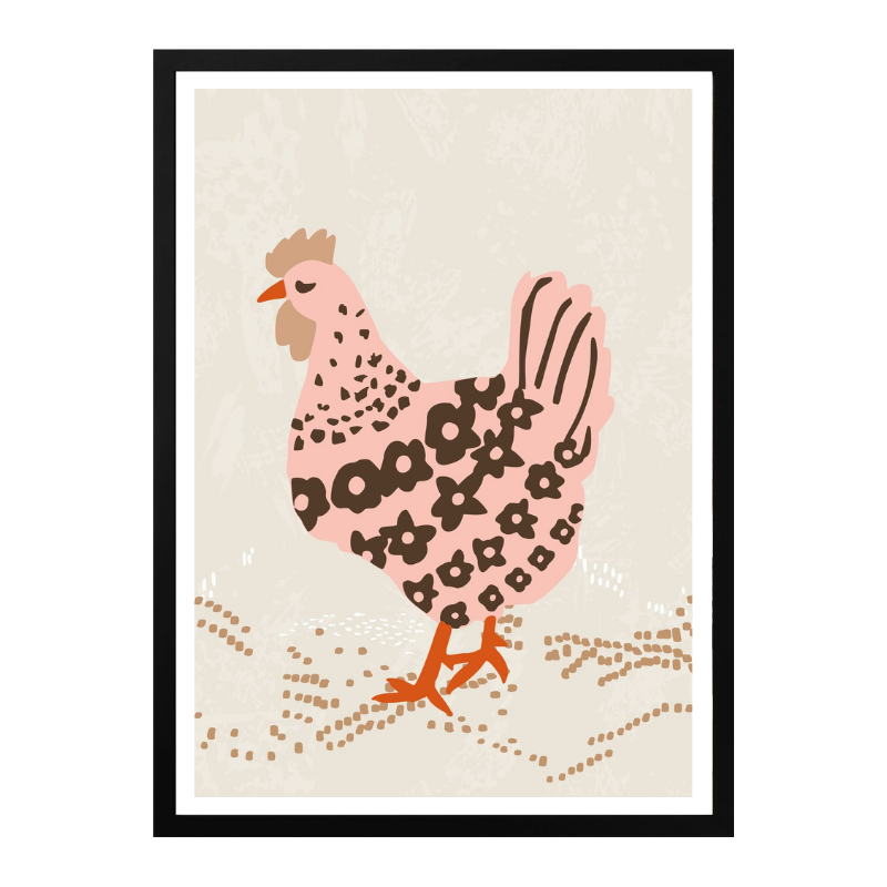 Cuadro "Pink hen on the grass"