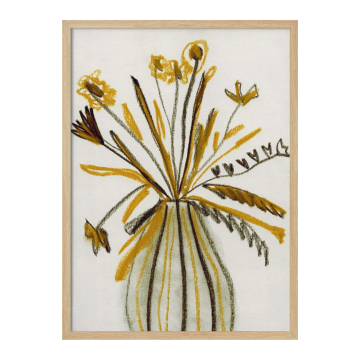 Still Life of a Dried Yellow Bouquet Art Print