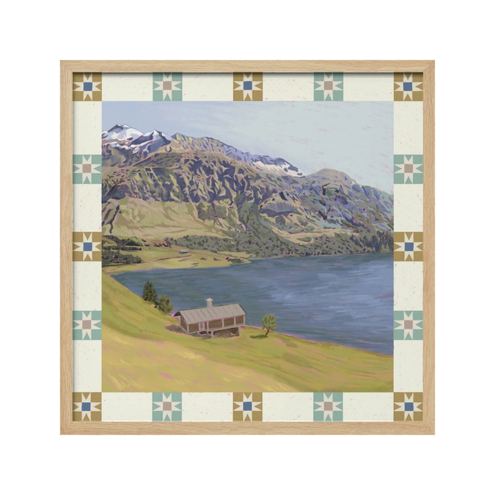 Cuadro "Mountain Lake Cabin View"