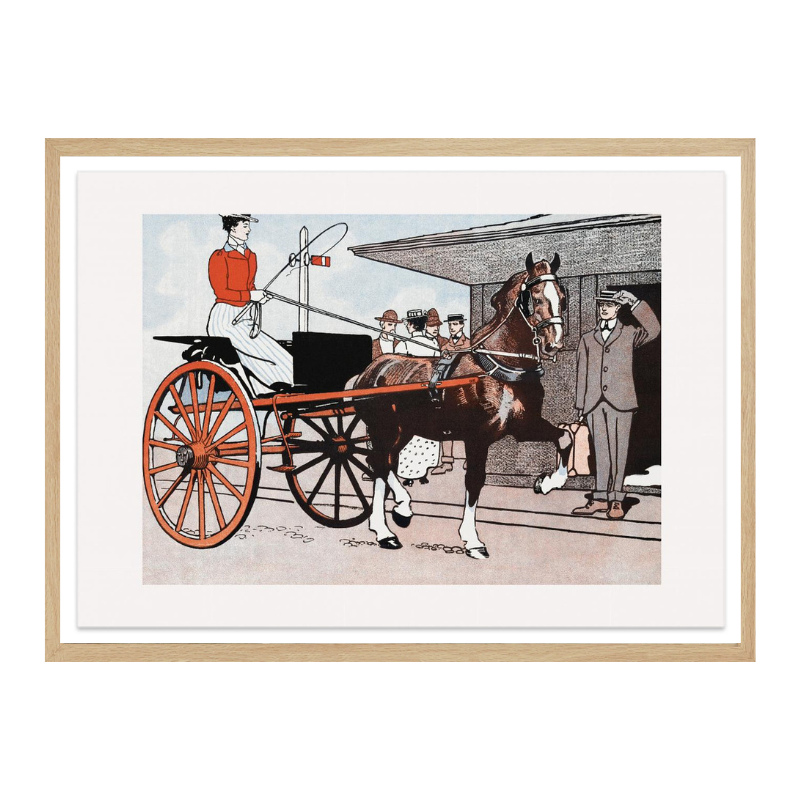 Woman In a Horse Carriage Art Print