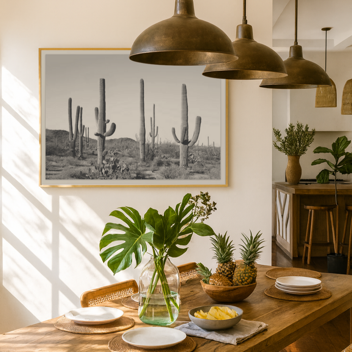 Gray Cactus Land Art Print