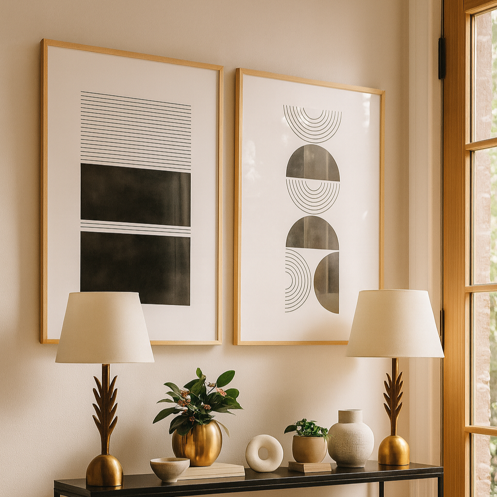 Cuadro "Black And White Geometric Shapes"