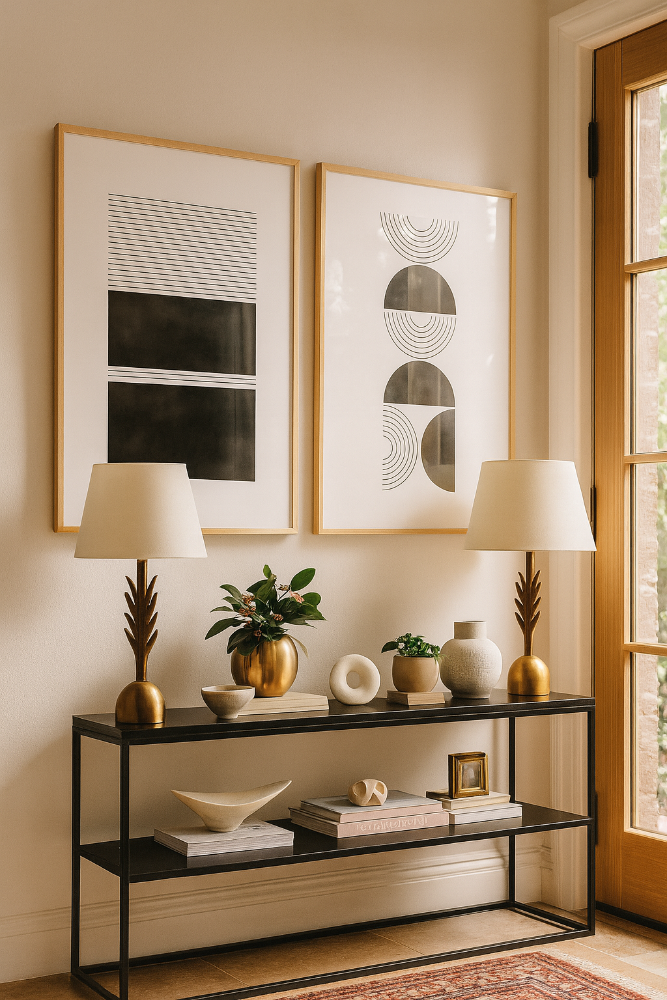 Cuadro "Black And White Geometric Shapes"
