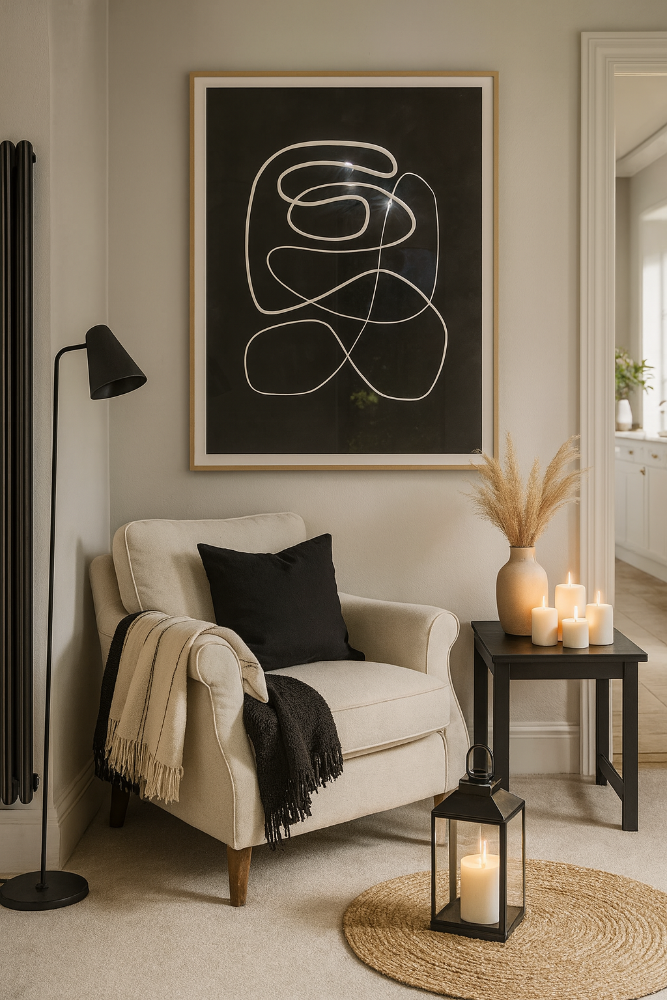 Cuadro "One line white"