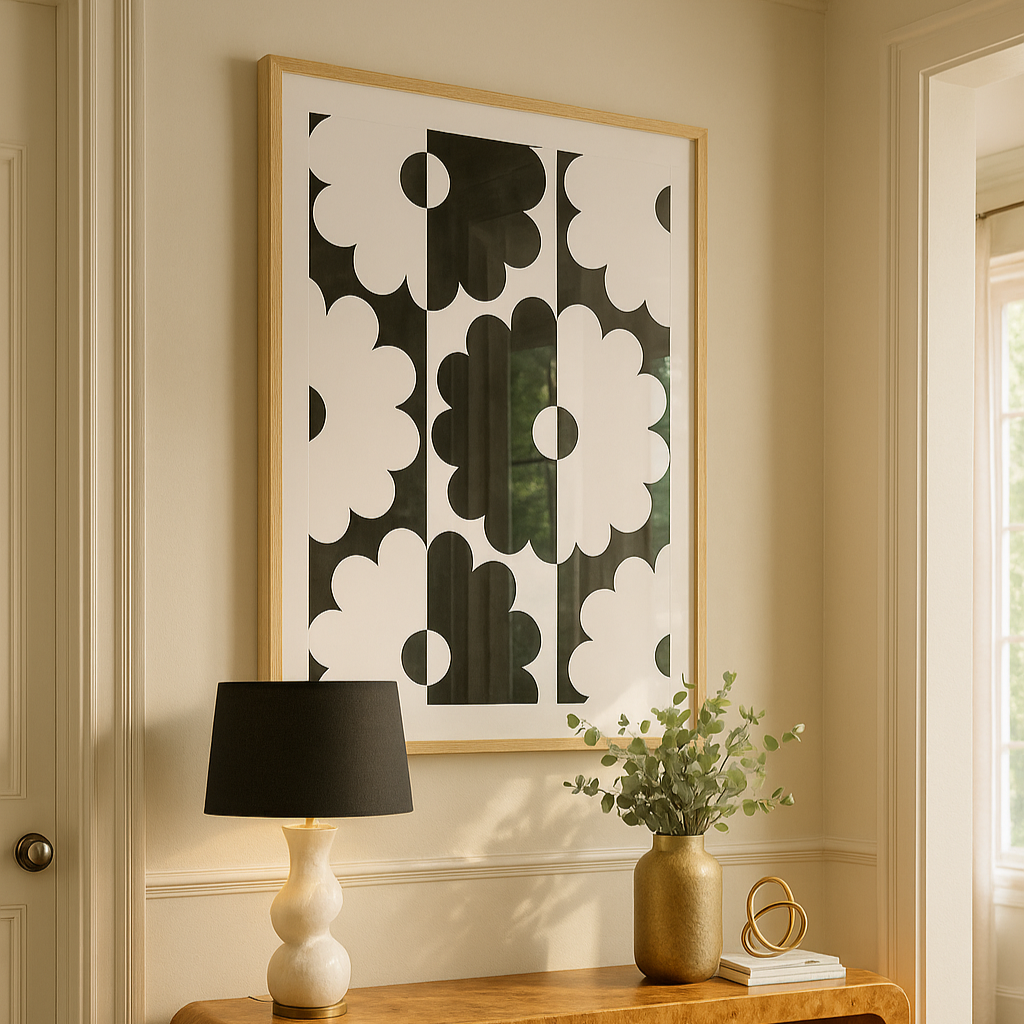 Cuadro "Acromatic geometric flowers"