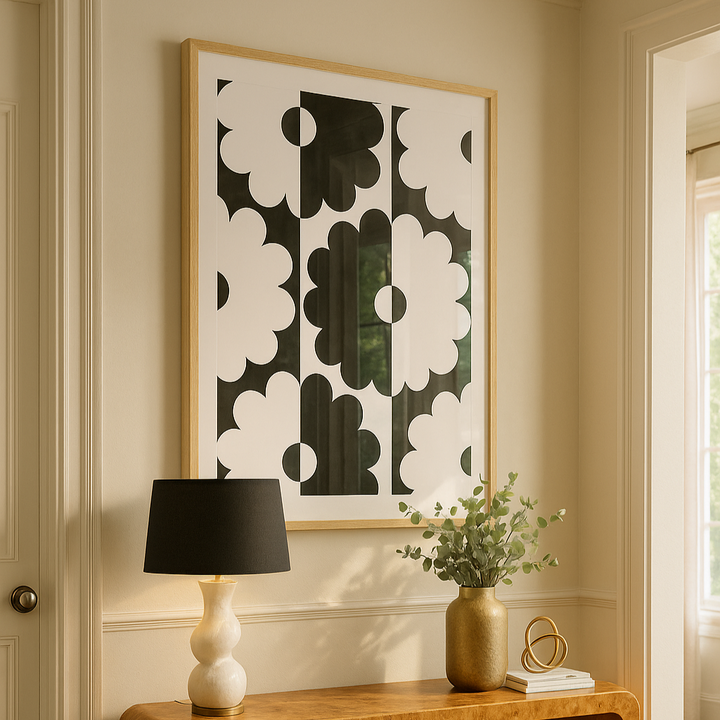 Cuadro "Acromatic geometric flowers"