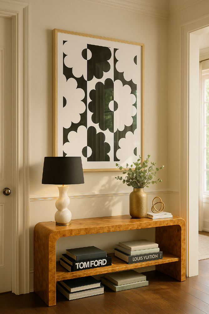 Cuadro "Acromatic geometric flowers"
