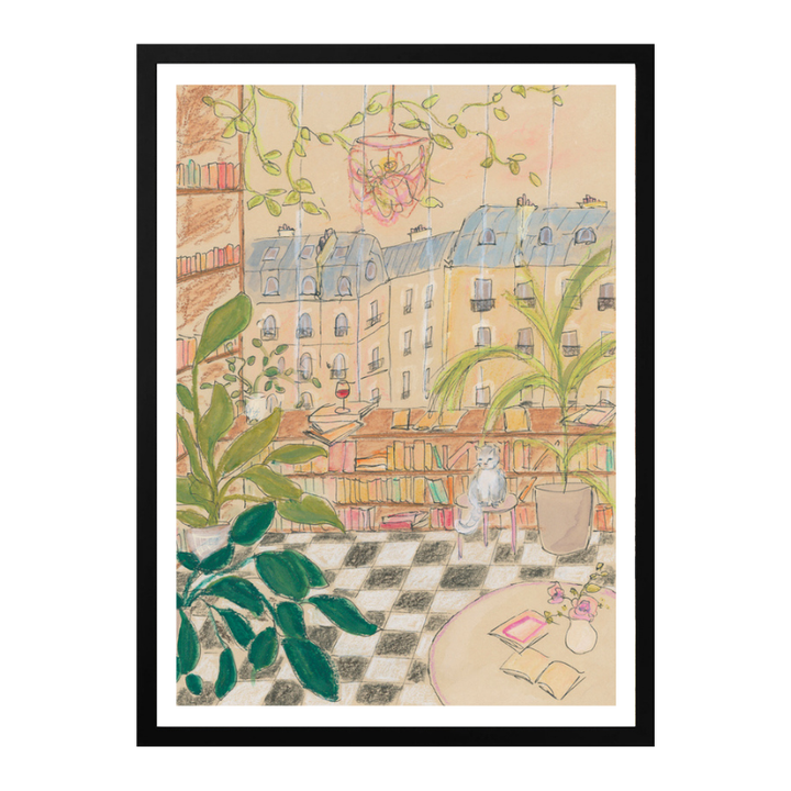 Cuadro "Antique Parisian Book Store Cat"