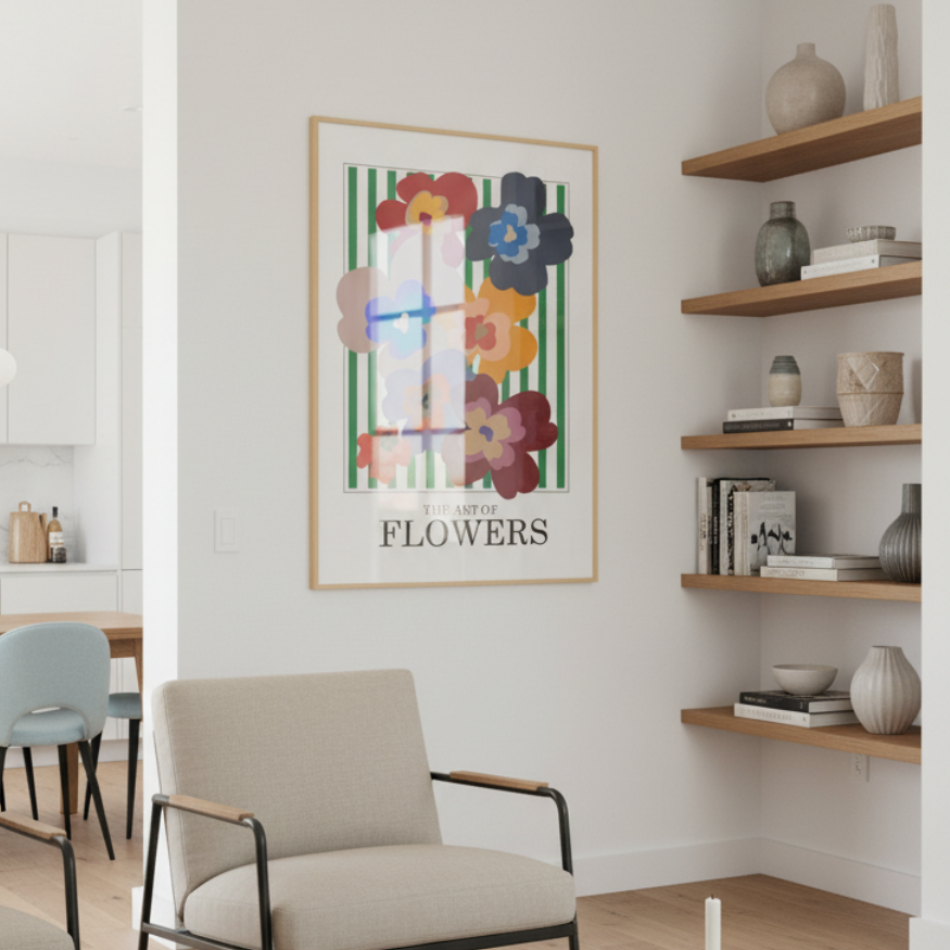 Cuadro "The Art Of Flowers Green Stripe"