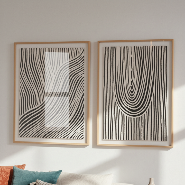 Set de cuadros "Beige Wave Pattern"