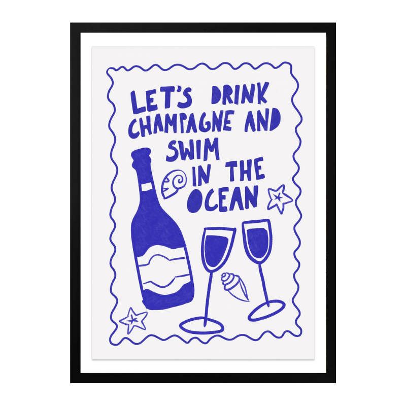 Champagne by the ocean Art Print