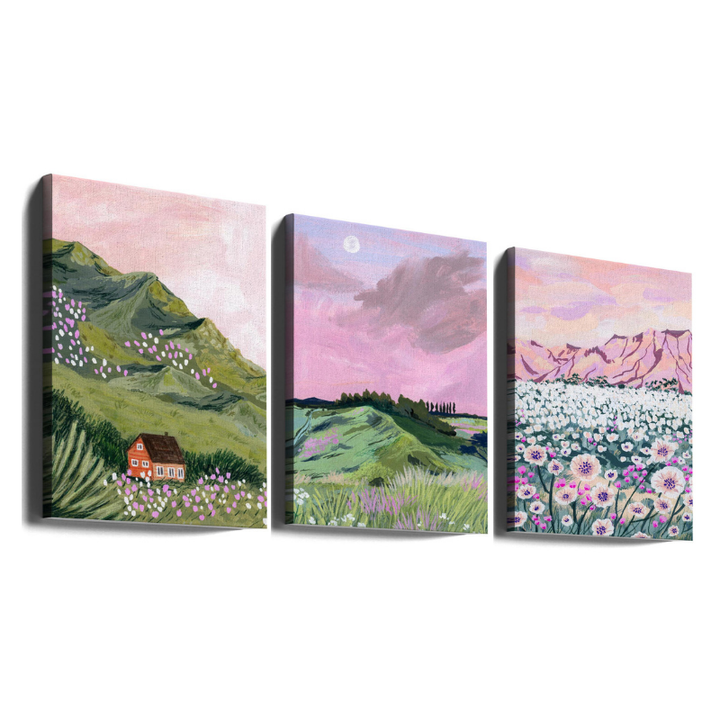 Set de cuadros "Pink Horizon Fields"