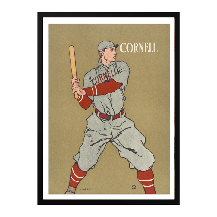 Vintage Drawing of a Baseball Player Holding a Bat Art Print