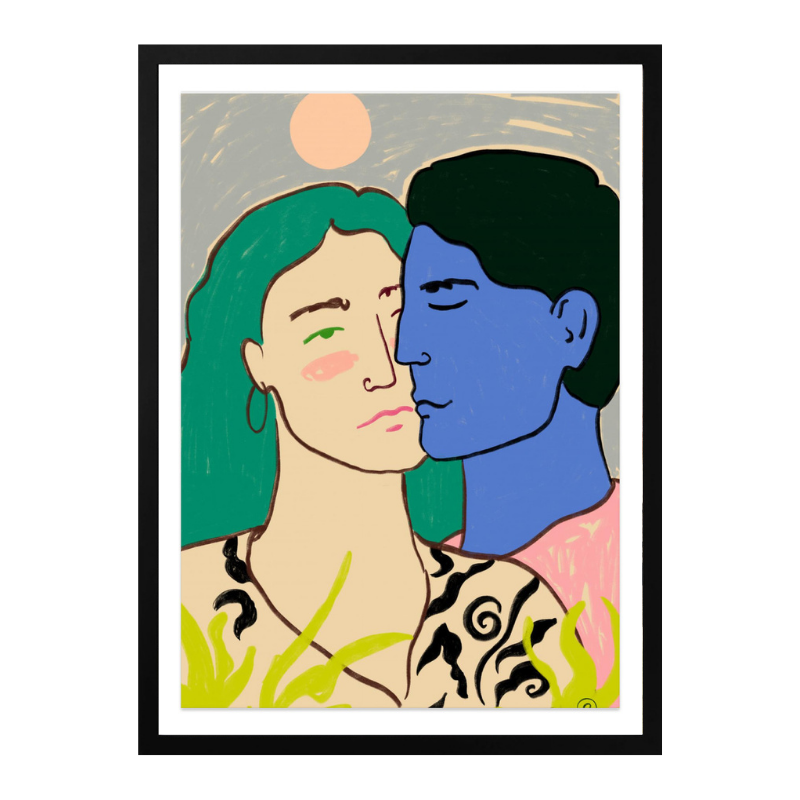 Lovers Under the Moon Art Print