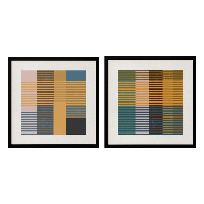 Set de cuadros "Striped Color Blocks"