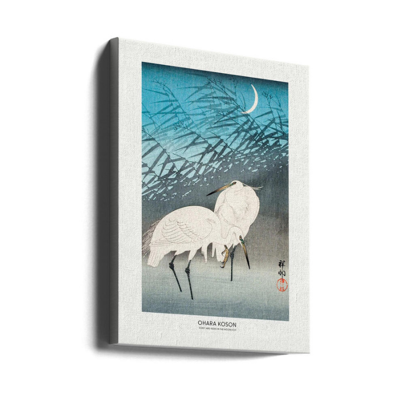 Cuadro "Egrets and Reeds In Moonlight (1926) Boarder"