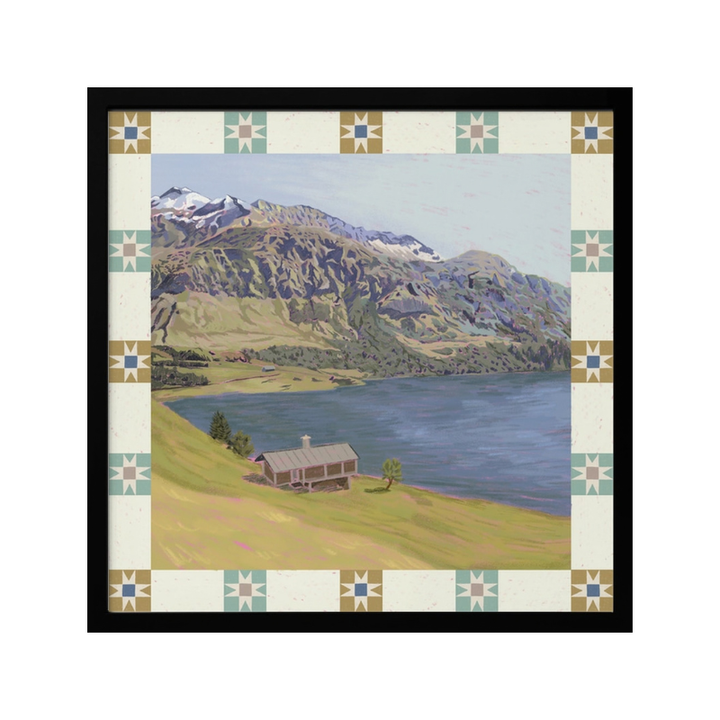 Cuadro "Mountain Lake Cabin View"
